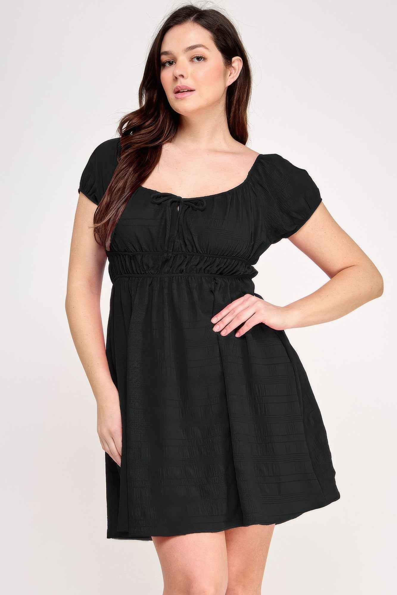 Plus Size Babydoll Bubble Check Dress