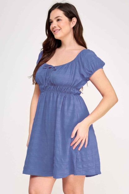Plus Size Babydoll Bubble Check Dress
