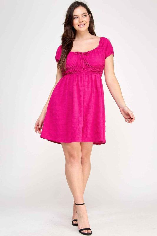 Plus Size Babydoll Bubble Check Dress