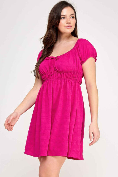 Plus Size Babydoll Bubble Check Dress