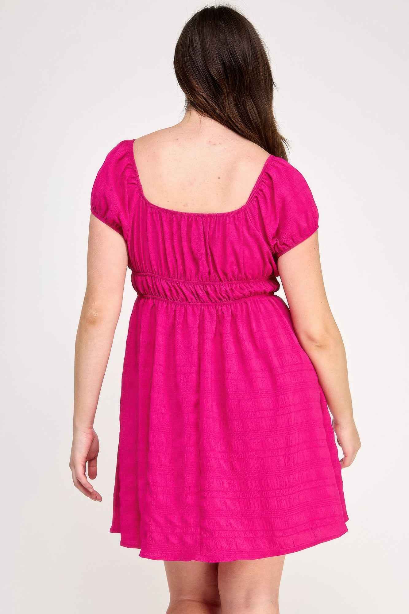 Plus Size Babydoll Bubble Check Dress