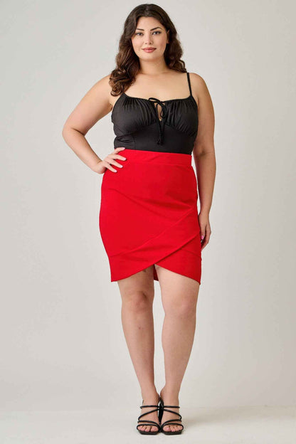 Plus Size Tulip Hem Knit Crepe Skirt