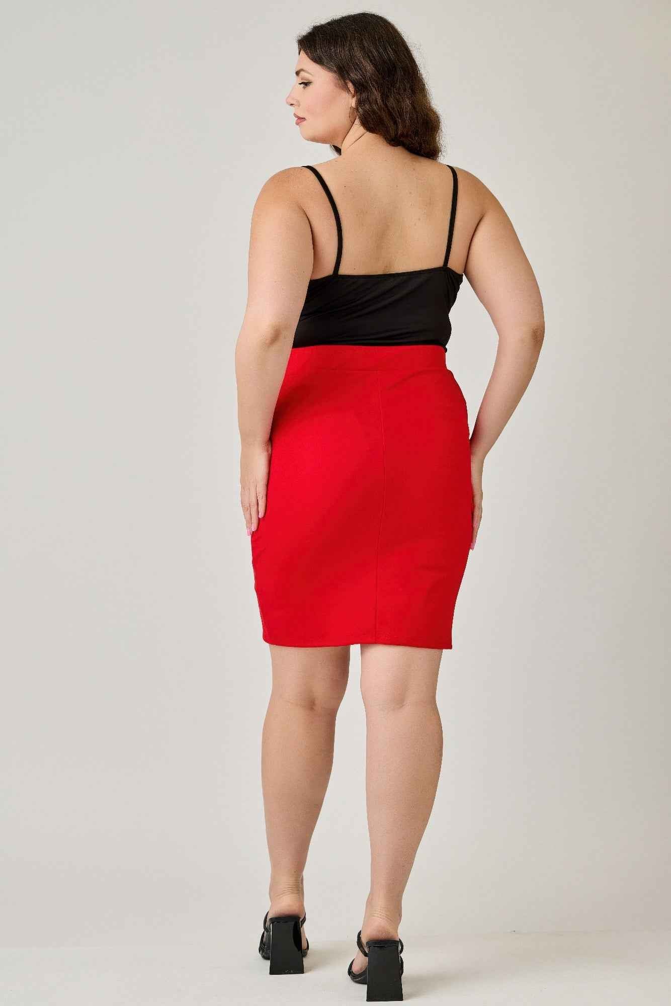 Plus Size Tulip Hem Knit Crepe Skirt