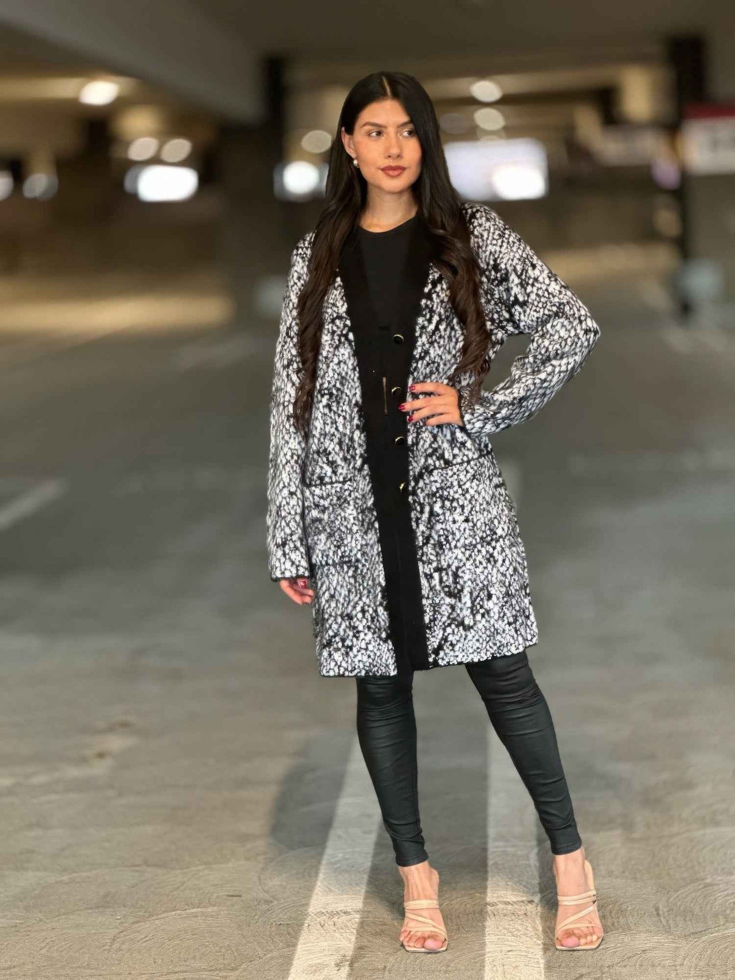 Big Button-down Long Sleeve Snake Print Cardigan