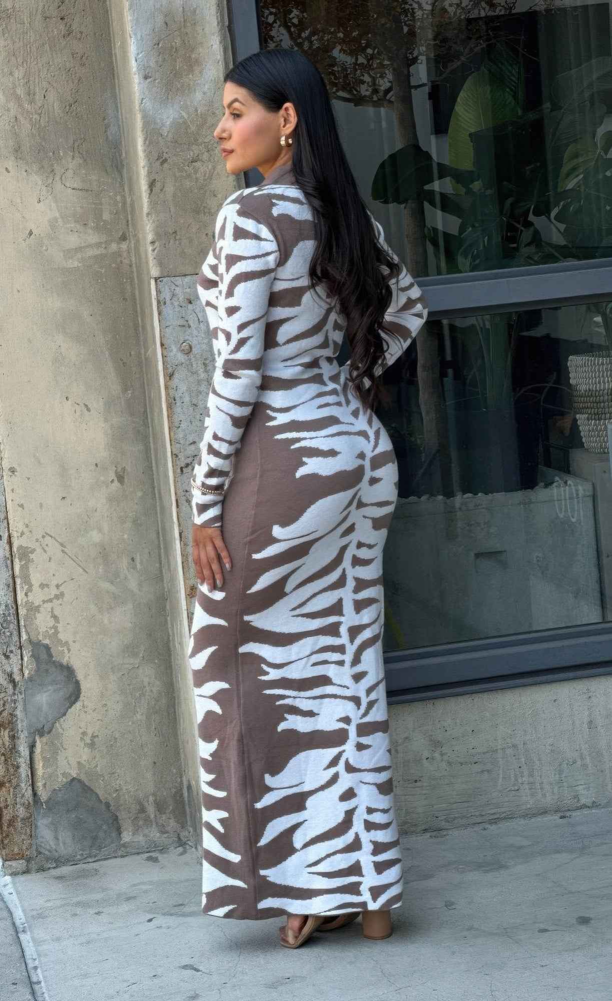 Animal Print Sweater Dress Body Con