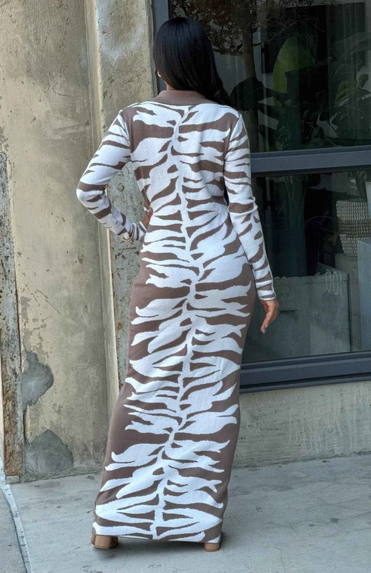 Animal Print Sweater Dress Body Con