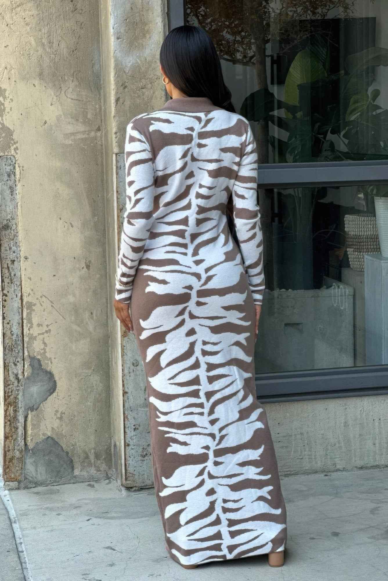 Animal Print Sweater Dress Body Con