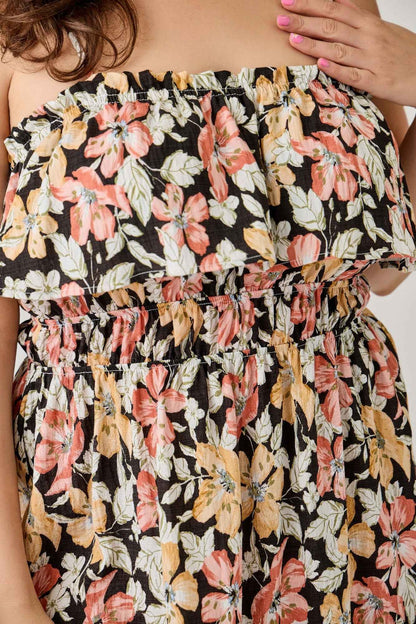 Plus Size Rayon Challis Floral Ruffled Tier Dress