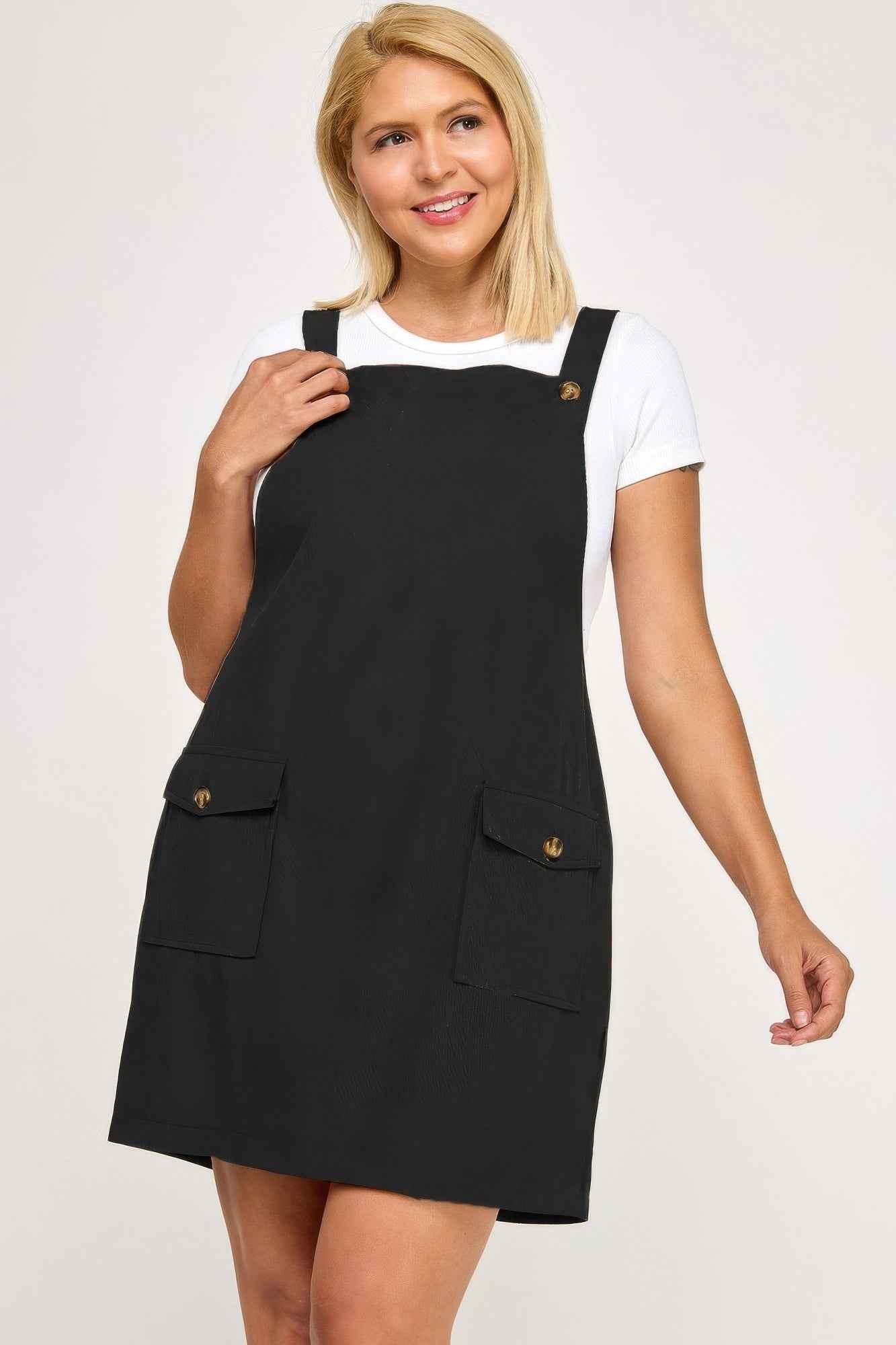 Plus Size Corduroy Overall Dress