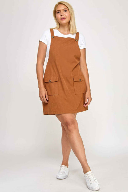 Plus Size Corduroy Overall Dress