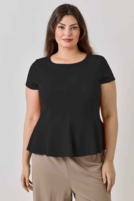 Plus Size Ss Scuba Crepe Peplum Top