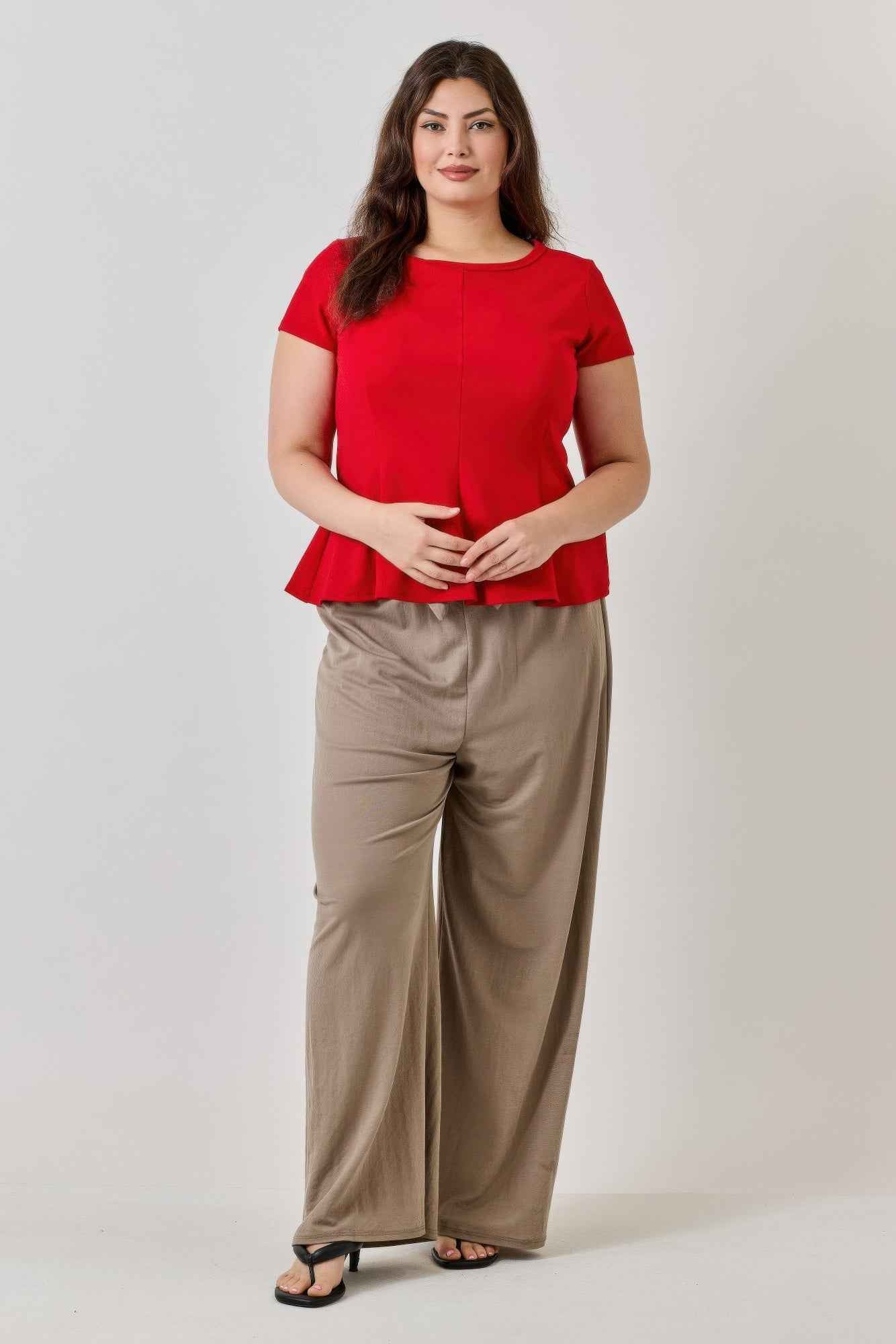 Plus Size Ss Scuba Crepe Peplum Top