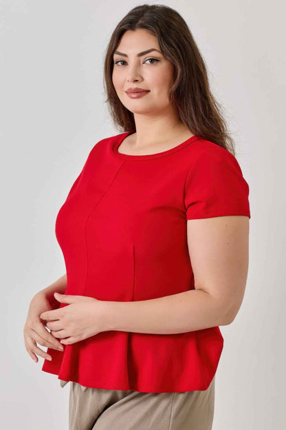 Plus Size Ss Scuba Crepe Peplum Top