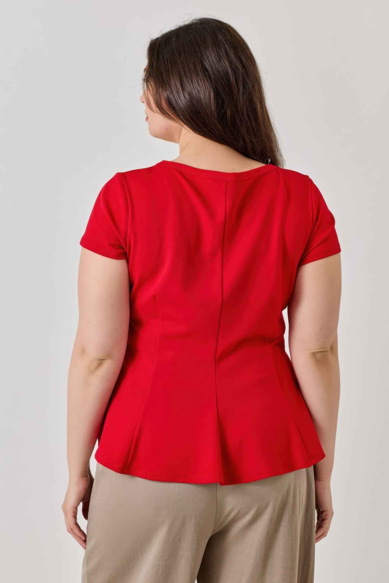 Plus Size Ss Scuba Crepe Peplum Top