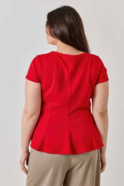 Plus Size Ss Scuba Crepe Peplum Top