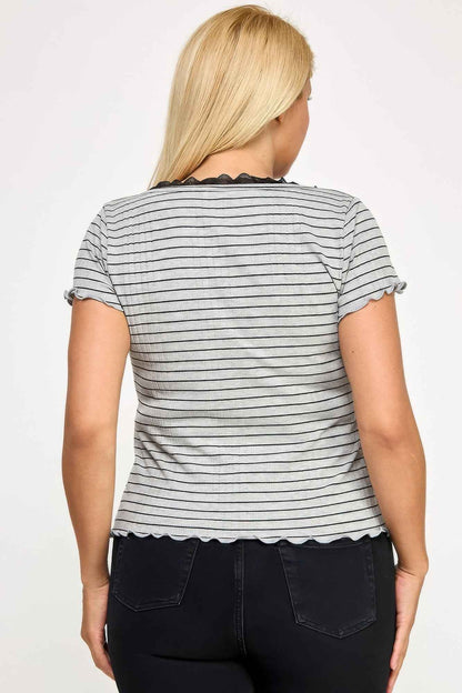 Plus Size Curly Merrow Tie Front Top