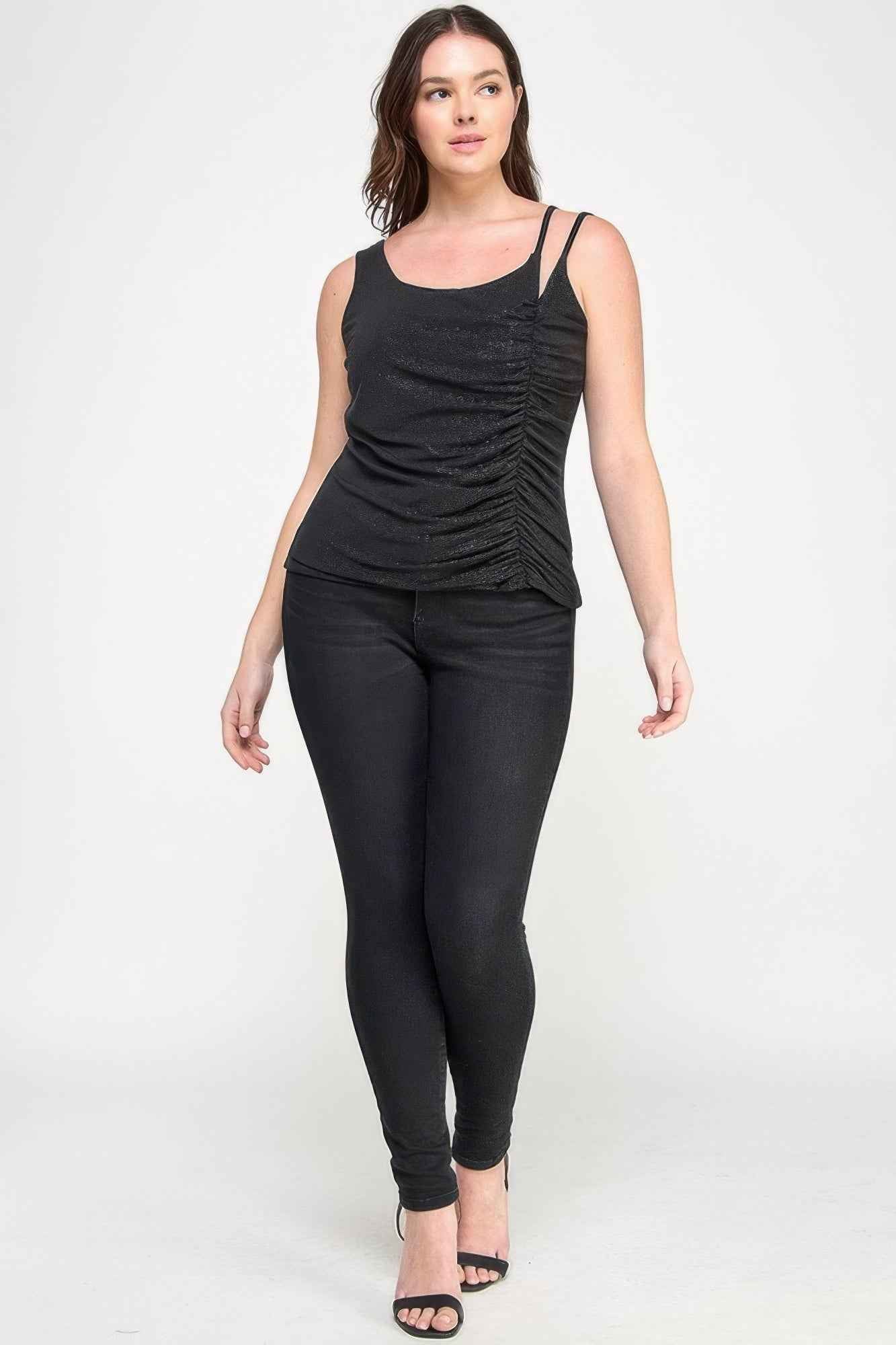Plus Size Sleeveless Top With Subtle Shimmer