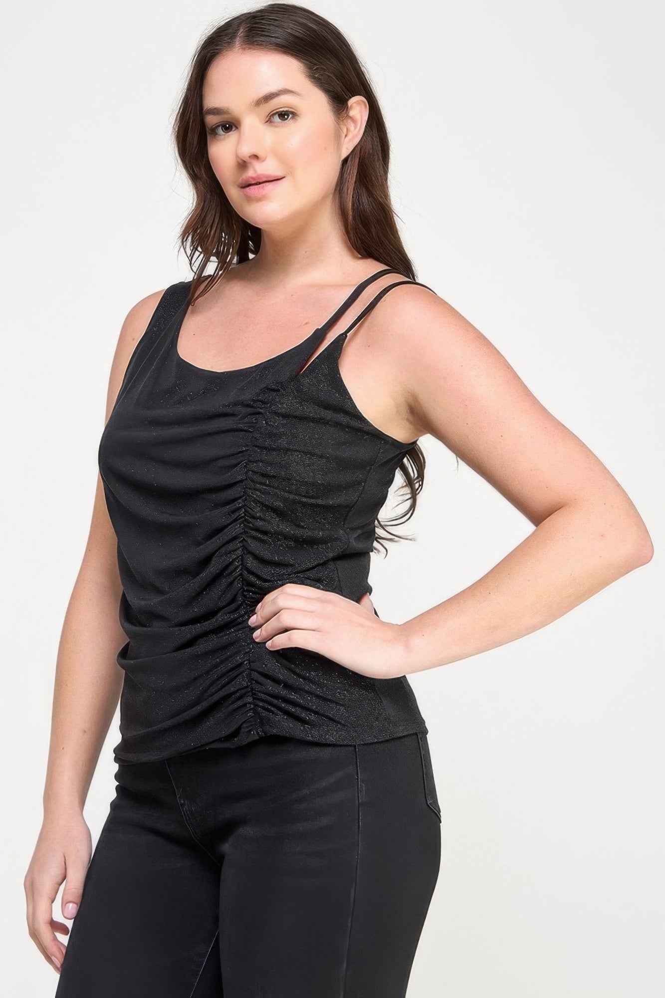Plus Size Sleeveless Top With Subtle Shimmer