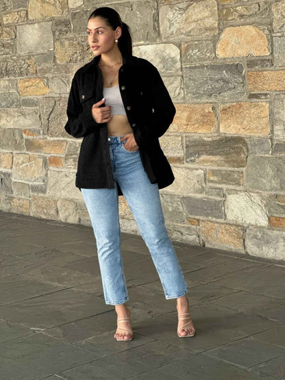 Oversized Corduroy Shacket Button Down Utility