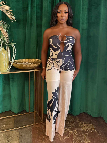 Midnight Bloom Halter Jumpsuit