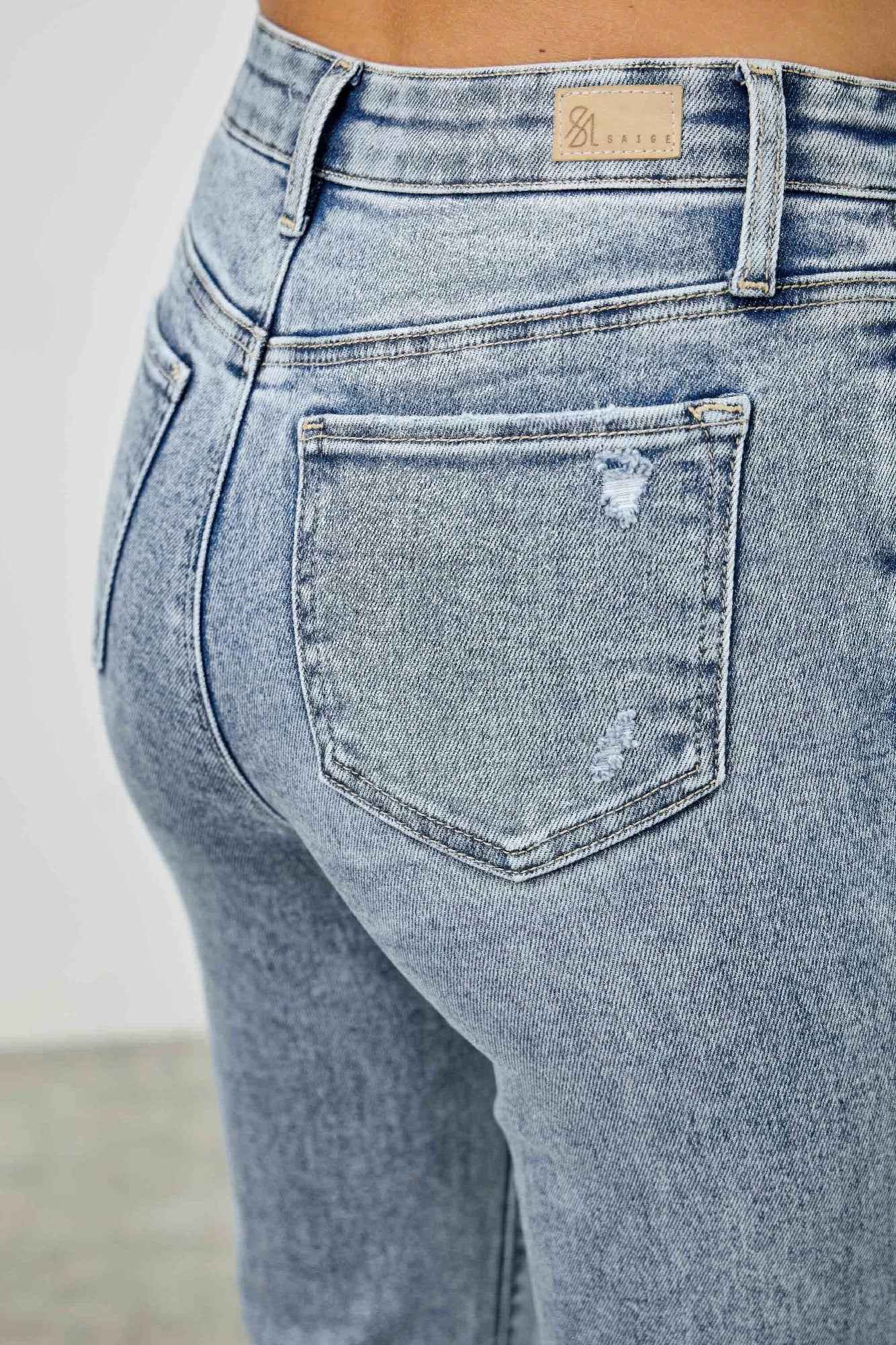 High Rise Kick Flare With Rhinestone