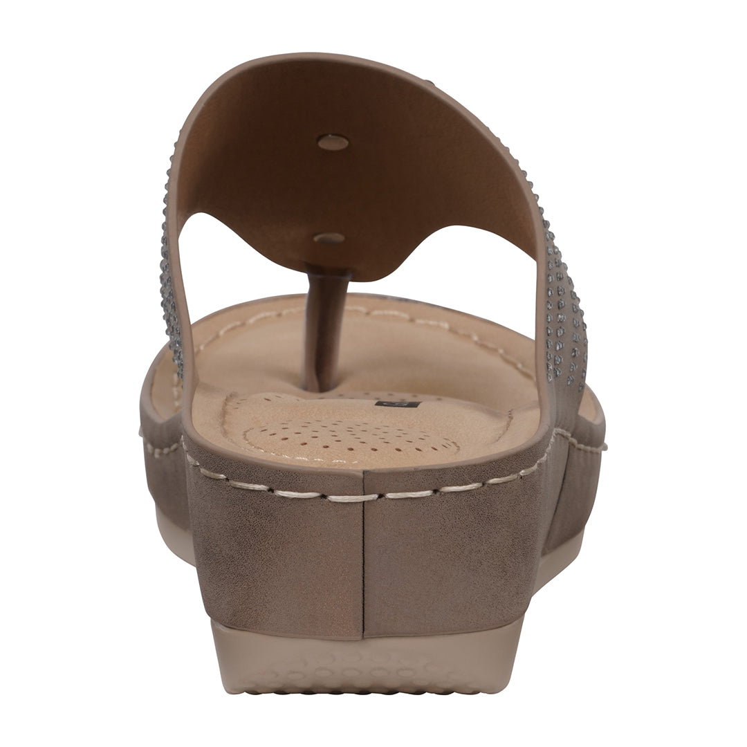 Women's Cora Bronze Embellished Floral Wedge Sandals