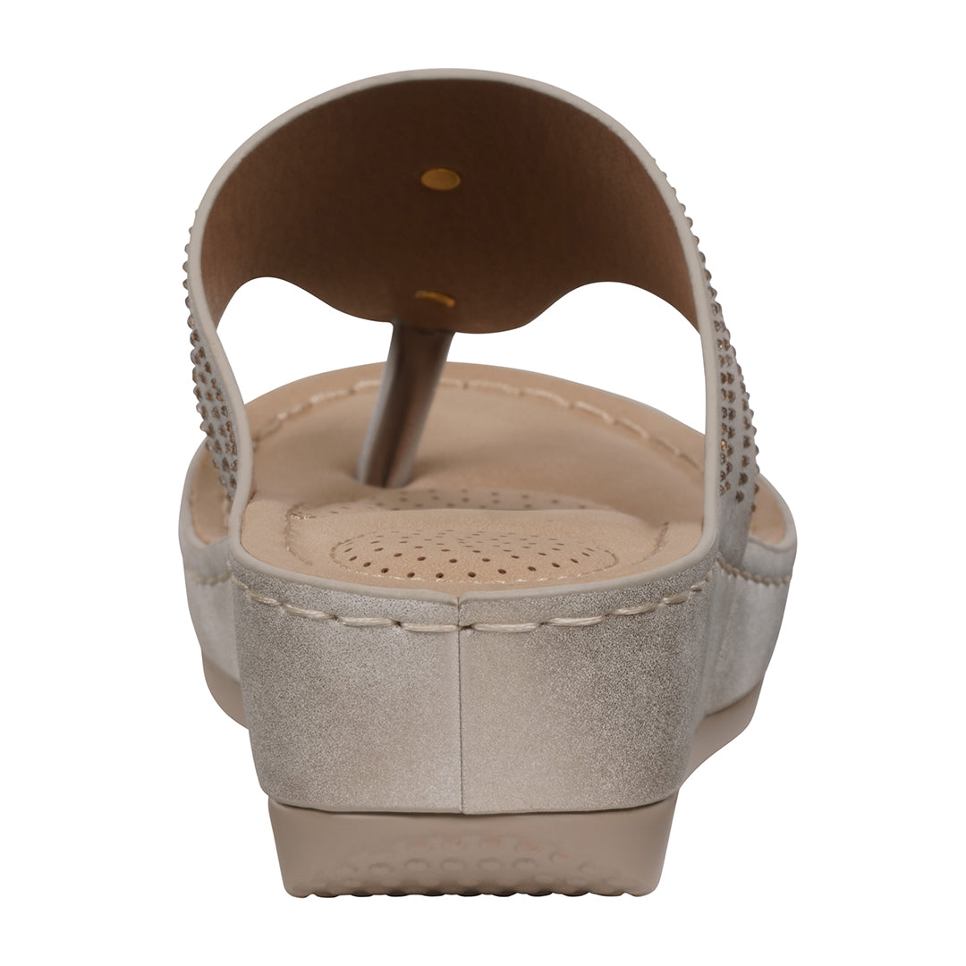 Women's Cora Light Gold Embellished Floral Wedge Sandals