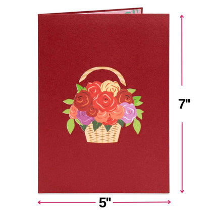 Basket of Roses Pop Up Card - 5"x7"