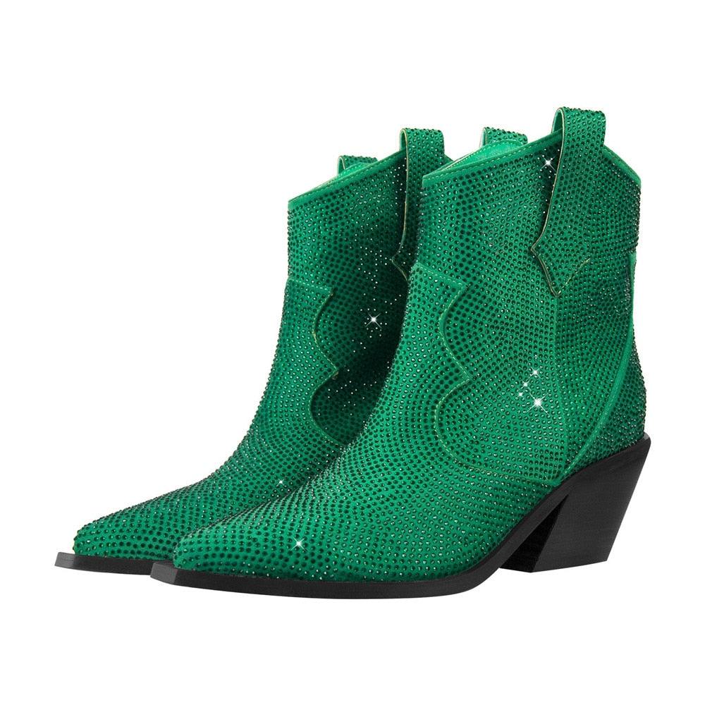 Women’s Rhinestone Encrusted Bootie Style Cowboy Boots