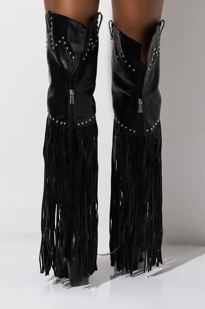 Vintage Fringe Over-the-Knee Boots