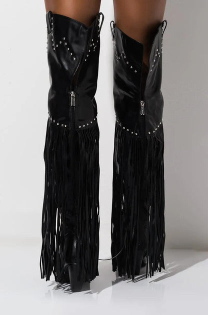 Vintage Fringe Over-the-Knee Boots