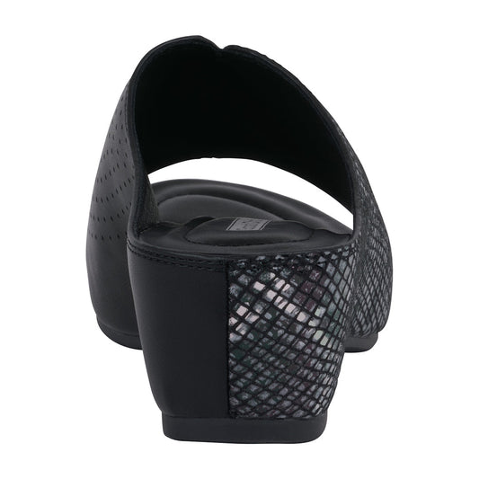 Women's Dacia Black Snake-Skin Wedge Sandals