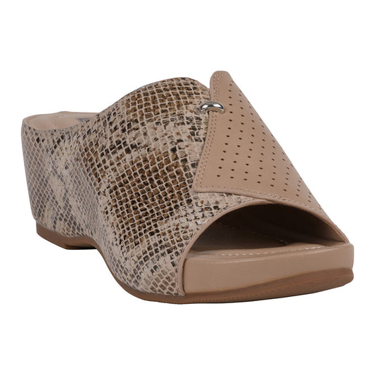 Women's Dacia Tan Snake-Skin Wedge Sandals