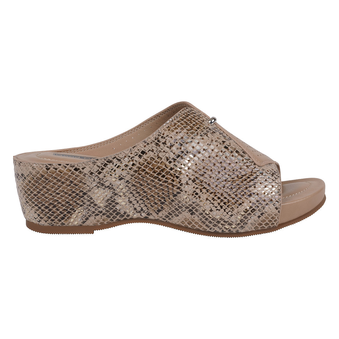 Women's Dacia Tan Snake-Skin Wedge Sandals