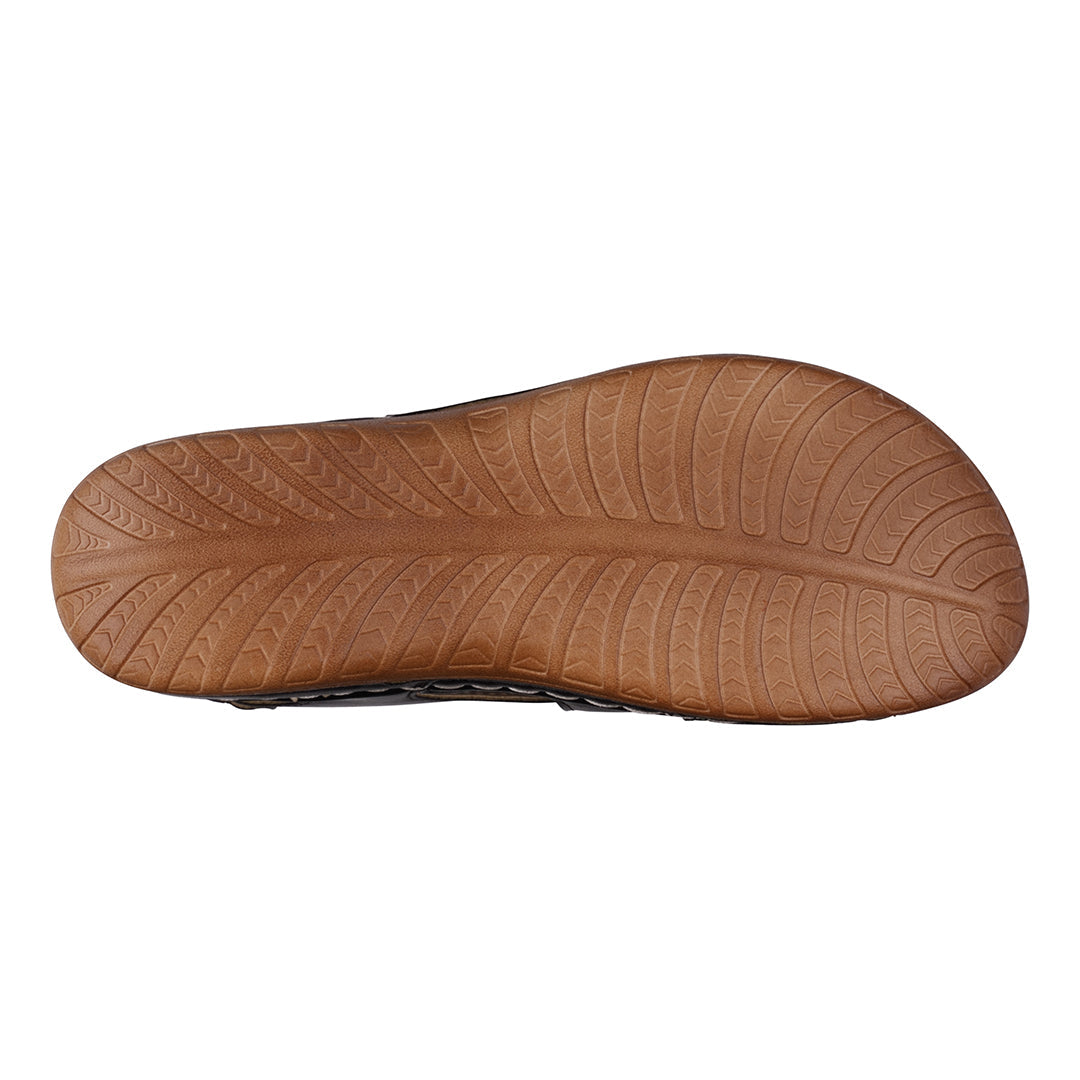 Dalary Black Strappy Velcro Two-Tone Comfort Flat Sandals