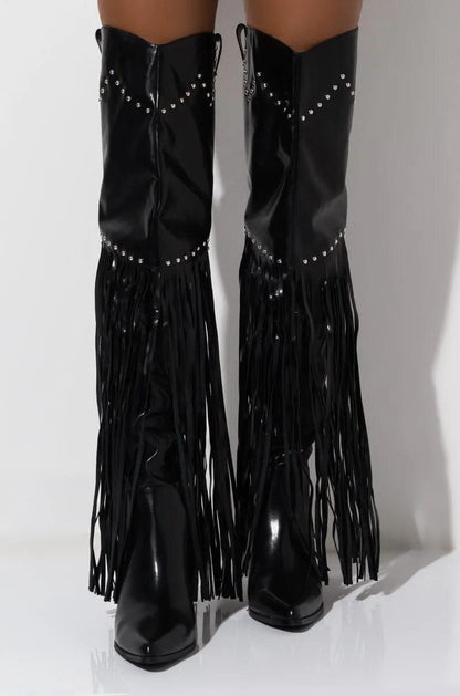 Vintage Fringe Over-the-Knee Boots