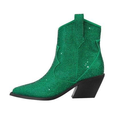 Women’s Rhinestone Encrusted Bootie Style Cowboy Boots