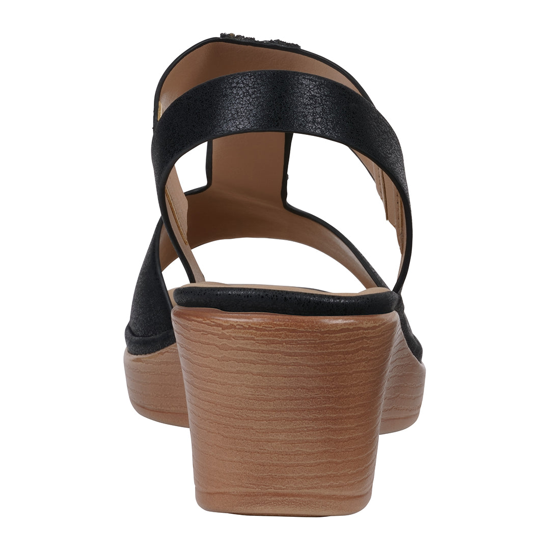 Women's Elissa Black Embellished Wedge Sandals