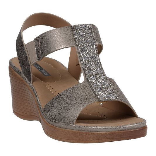 Women's Elissa Pewter Embellished Wedge Sandals