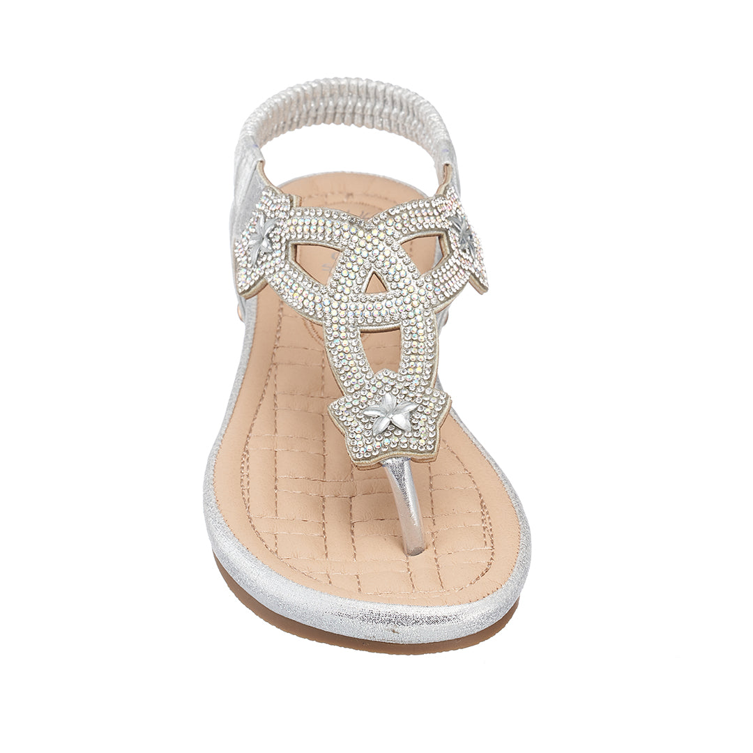 Eva Silver Flat Sandals