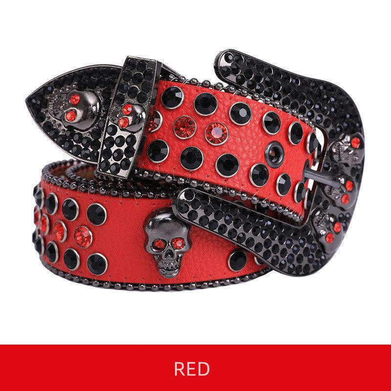 Skullduggery Western Rhinestone Belt | Punk Rock Skull Studded Fashion Belt