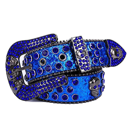 Skullduggery Western Rhinestone Belt | Punk Rock Skull Studded Fashion Belt