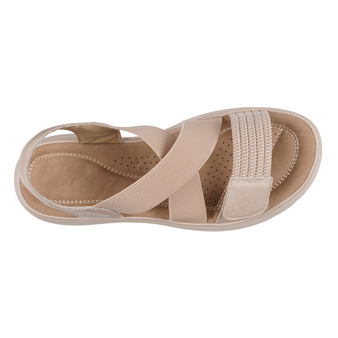 Women's Ariel Nude Elastic Comfort Flat Sandals