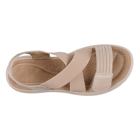 Women's Ariel Nude Elastic Comfort Flat Sandals