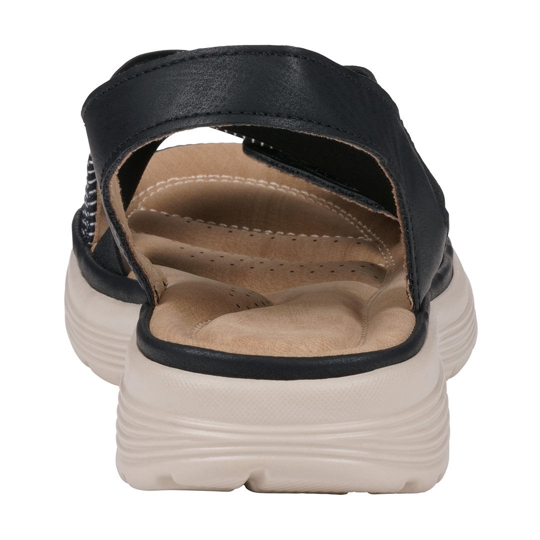 Women's Ariel Black Elastic Comfort Flat Sandals