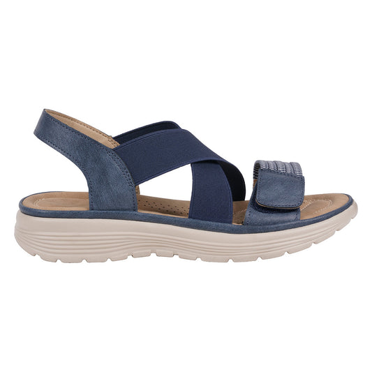 Women's Ariel Navy Elastic Comfort Flat Sandals