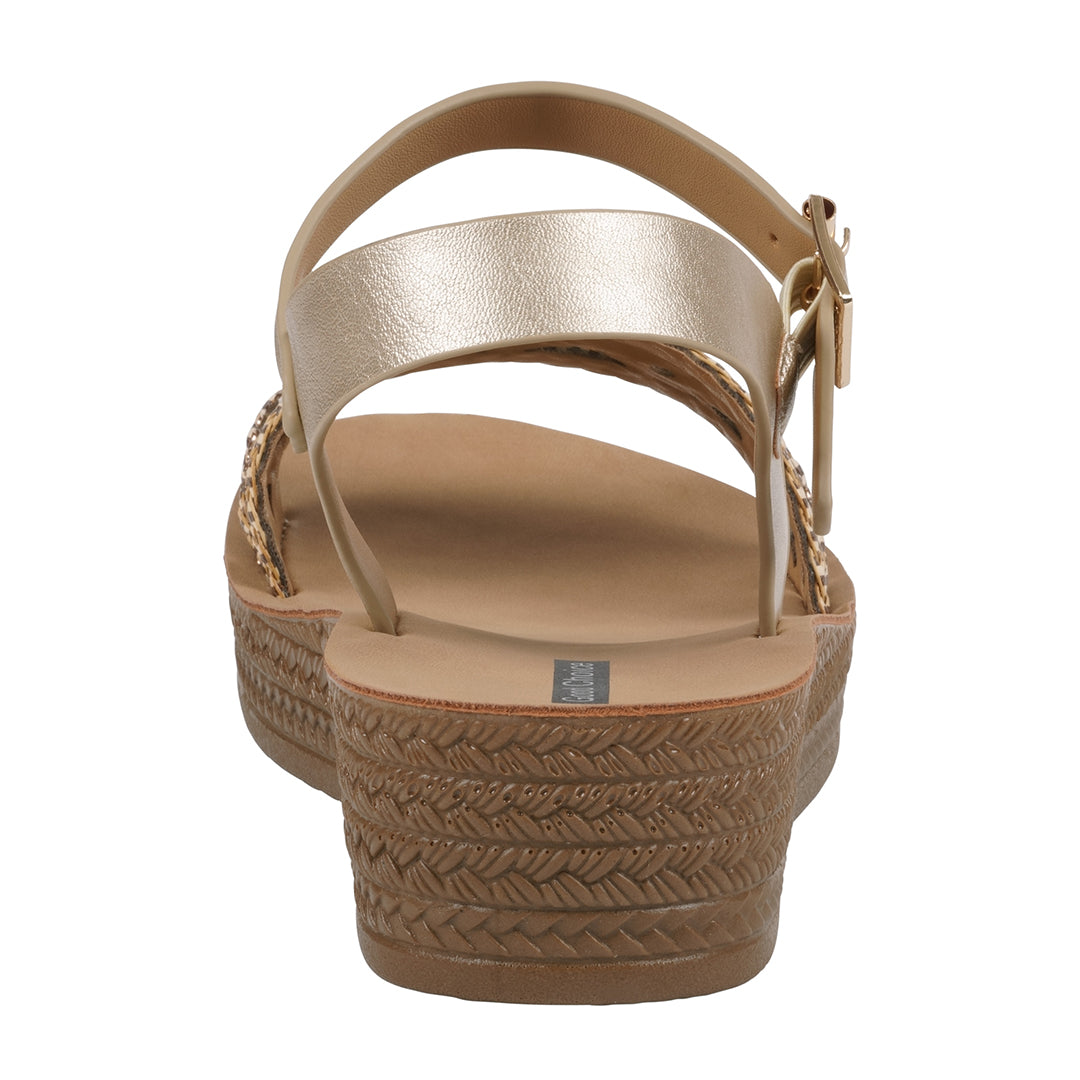 Women's Fay Gold Embellished Cross Strap Sandals
