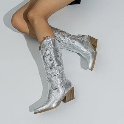 Embroidered Western Cowgirl Boots - Classic Looking Style