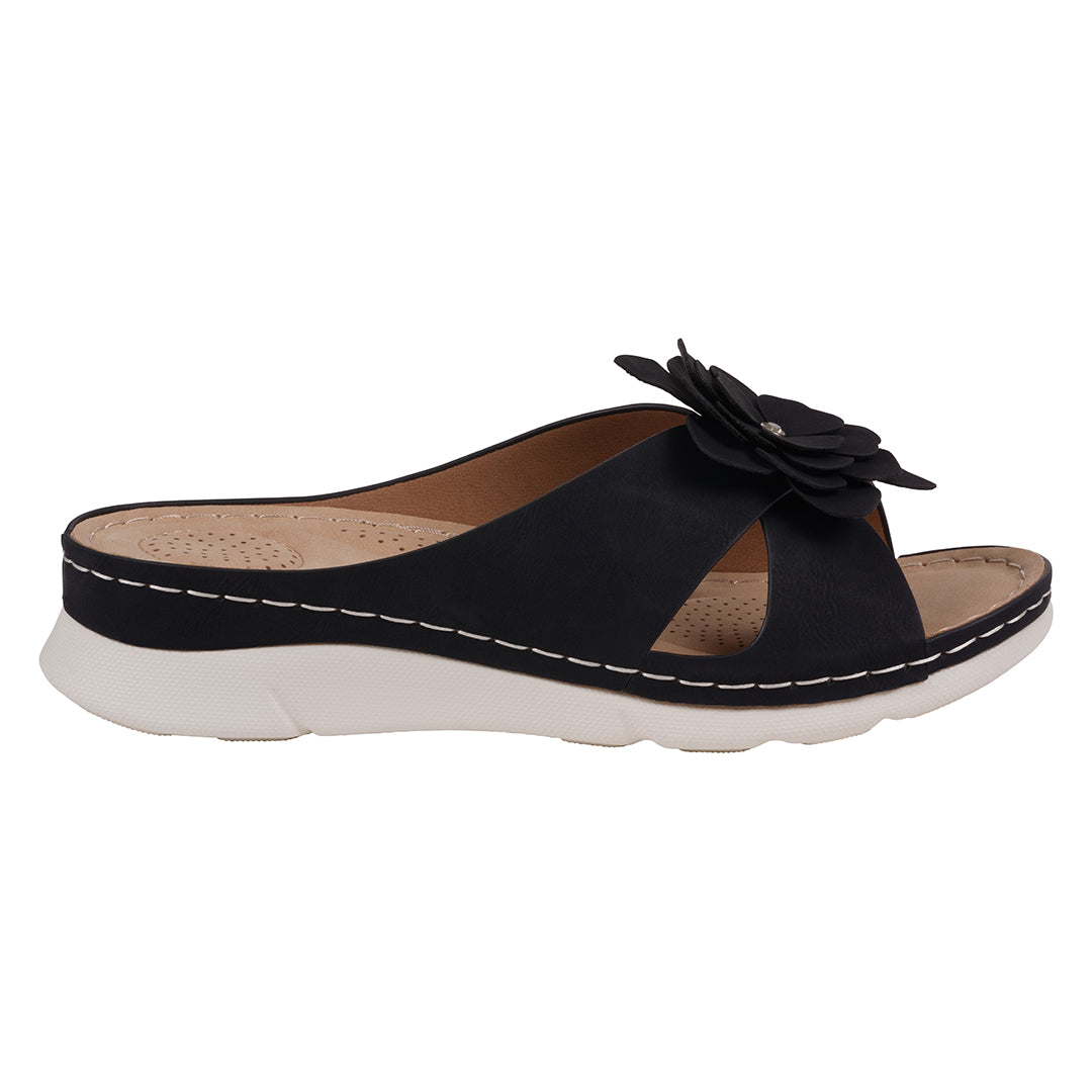 Women's Claire Black Cushioned Footbed Sandals