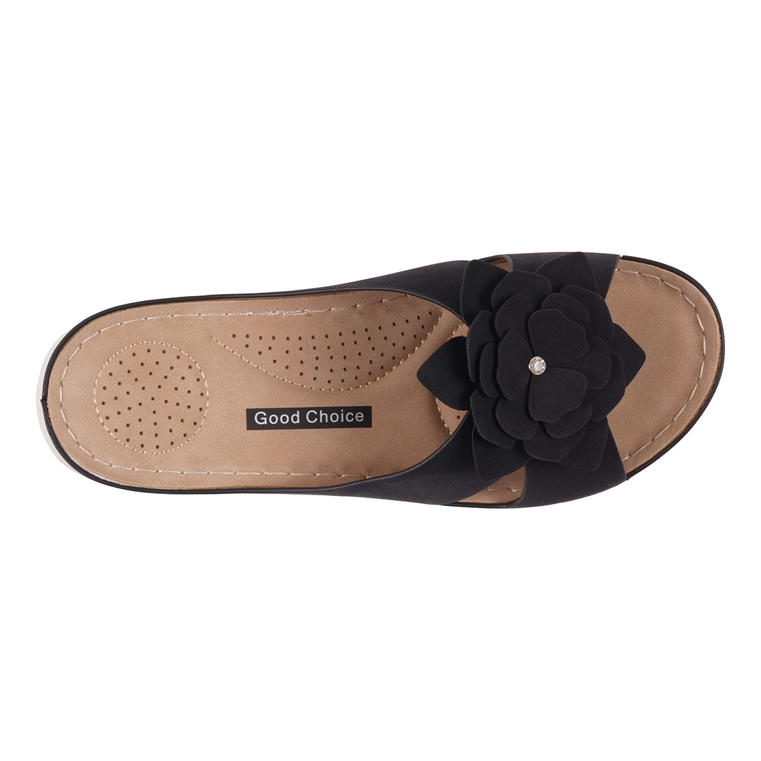 Women's Claire Black Cushioned Footbed Sandals